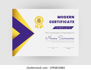 Appreciation and achievement certificate design. Certificate of appreciation template. Modern creative abstract certificate template.