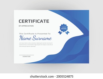 Diseño de certificados de reconocimiento y logro. Plantilla de certificado de apreciación. Plantilla de certificado abstracto creativo moderna.