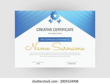 Diseño de certificados de reconocimiento y logro. Plantilla de certificado de apreciación. Plantilla de certificado abstracto creativo moderna.