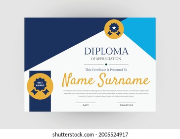 Diseño de certificados de reconocimiento y logro. Plantilla de certificado de apreciación. Plantilla de certificado abstracto creativo moderna.