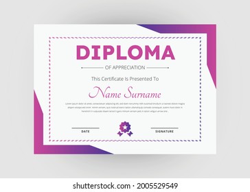 Appreciation and achievement certificate design. Certificate of appreciation template. Modern creative abstract certificate template.