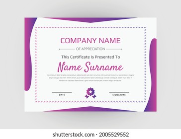 Diseño de certificados de reconocimiento y logro. Plantilla de certificado de apreciación. Plantilla de certificado abstracto creativo moderna.