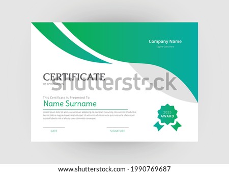 Appreciation and achievement certificate design. Certificate of appreciation template. Modern creative abstract certificate template.