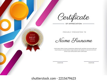 Appreciation and Achievement Certificate Template Design Background. Suit for business award, corporate, institution, party, festive, seminar, and talks.
