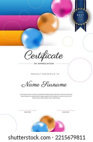 Fondo de diseño de plantillas de certificado de reconocimiento y cumplimiento. Demanda para premios empresariales, corporaciones, instituciones, fiestas, fiestas, seminarios y charlas.