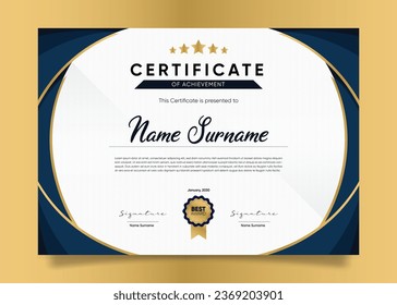 Appreciation and Achievement Certificate Template Design. Clean modern abstracts, ornaments, and certificates. Diploma Certificate vector template, certificate of achievement with badge.