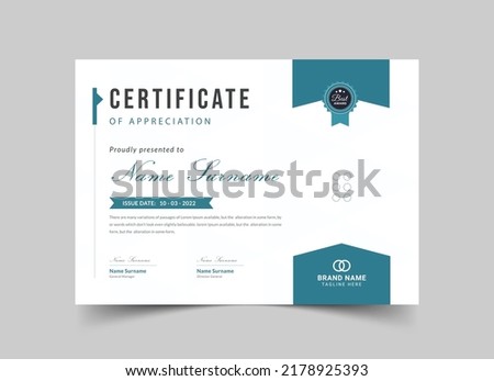 Appreciation and Achievement Certificate Template Design, Modern Design Certificate. Certificate template awards diploma, Certificate vector template