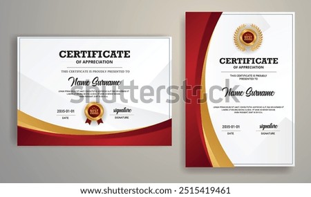 Appreciation and Achievement Certificate Template Design, Clean modern certificate, Diploma Certificate vector template, achievement certificate with badge.