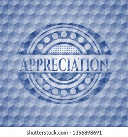 Appreciation blue polygonal emblem.