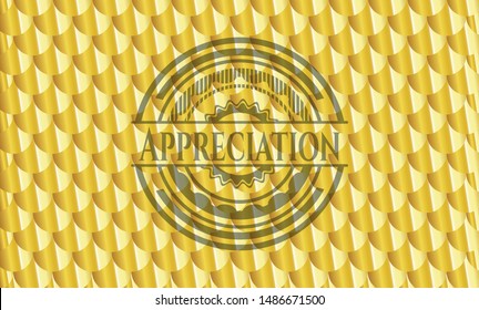Appreciation golden badge. Scales pattern. Vector Illustration. Detailed.