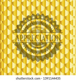 Appreciation golden emblem. Scales pattern. Vector Illustration. Detailed.