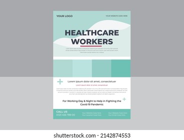Appreciation for Health Care workers Flyer, Service and Sacrifice amid corona virus Flyer, Appreciation for essential worker, Thank you to all the healthcare heroes Template.