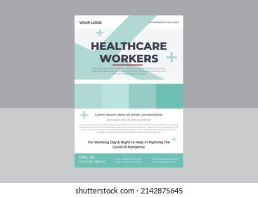 Appreciation for Health Care workers Flyer, Service and Sacrifice amid corona virus Flyer, Appreciation for essential worker, Thank you to all the healthcare heroes Template.