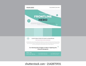 Appreciation for Health Care workers Flyer, Service and Sacrifice amid corona virus Flyer, Appreciation for essential worker, Thank you to all the healthcare heroes Template.