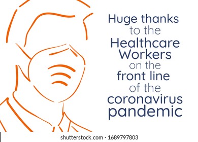 Appreciation for Healthcare Workers fighting Novel Coronavirus COVID-19, Chinese virus or 2019-nCoV. Template for background, banner, poster with text inscription. Vector EPS10 illustration.