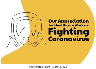Appreciation for Healthcare Workers fighting Novel Coronavirus COVID-19 or 2019-nCoV. Template for background, banner, poster with text inscription. Vector EPS10 illustration.