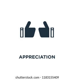 Appreciation icon. Black filled vector illustration. Appreciation symbol on white background. Can be used in web and mobile.