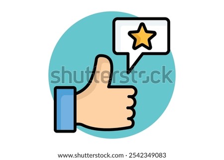 Appreciation icon. colored outline icon style. thumb with chat and star. icon related to motivation. success elements vector illustration