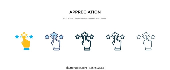 appreciation icon in different style vector illustration. two colored and black appreciation vector icons designed in filled, outline, line and stroke style can be used for web, mobile, ui