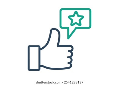 Appreciation icon. line icon style. thumb with chat and star. icon related to motivation. success elements vector illustration