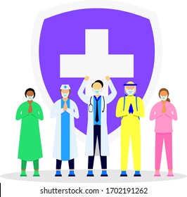 Apreciación ilustrativa de médicos y enfermeras