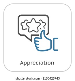 Appreciation Line Icon. Client Satisfaction symbol. Customer Relationship Management. Isolated UI element.