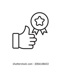 Appreciation vector outline icon style illustration. Marketing and advertising symbol EPS 10 file