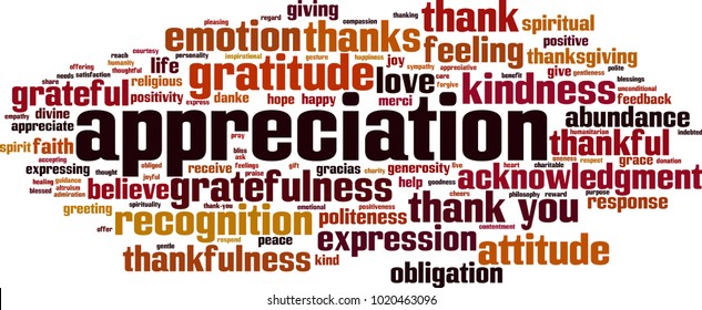 Appreciation word cloud concept. Vector illustration