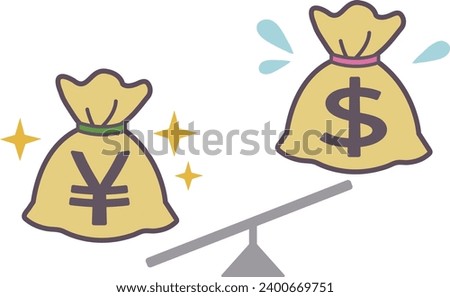 an appreciation of the yen and devaluation of the dollar illustration material