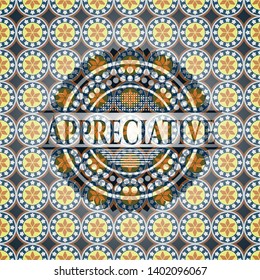 Appreciative arabic badge background. Arabesque decoration.