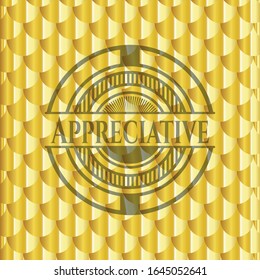 Appreciative golden badge. Scales pattern. Vector Illustration. Detailed.