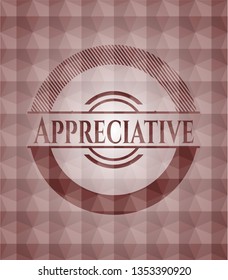 Appreciative red geometric emblem. Seamless.