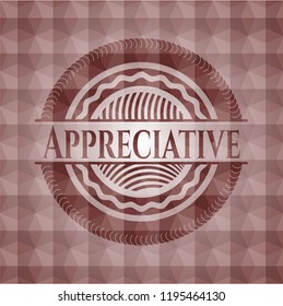 Appreciative red seamless geometric pattern emblem. Seamless.