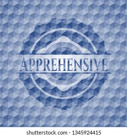 Apprehensive blue polygonal badge.