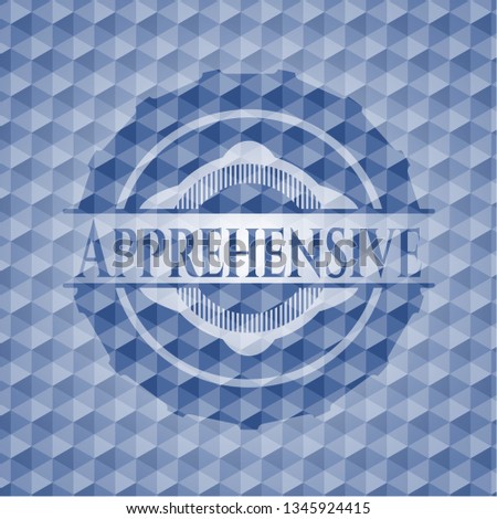 Apprehensive blue polygonal badge.