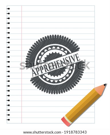 Apprehensive drawn with pencil strokes. Vector Illustration. Detailed. 