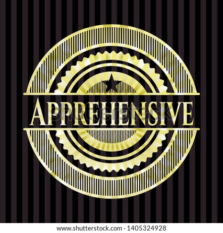 Apprehensive gold emblem. Vector Illustration. Detailed.