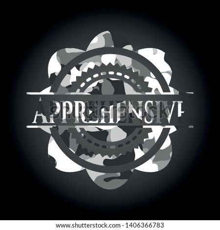 Apprehensive grey camouflage emblem. Vector Illustration.