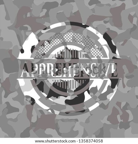 Apprehensive on grey camouflage texture