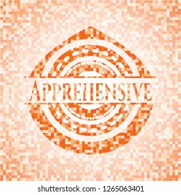 Apprehensive orange mosaic emblem with background