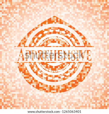 Apprehensive orange mosaic emblem with background