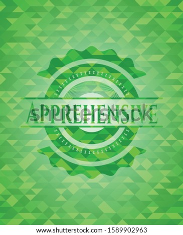Apprehensive realistic green mosaic emblem. Vector Illustration. Detailed.