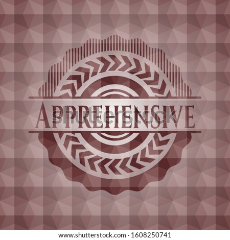 Apprehensive red badge with geometric pattern. Seamless.