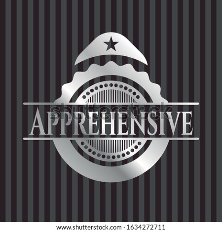 Apprehensive silvery shiny emblem. Vector Illustration. Mosaic.
