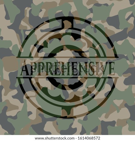 Apprehensive written on a camo texture. Vector Illustration. Detailed.