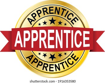 APPRENTICE gold shiny badge on white background
