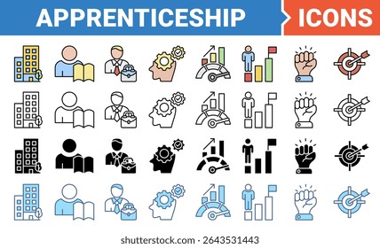 Apprenticeship banner icon set with multiple style.