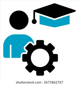 Ilustración vectorial de icono azul de glifo de aprendizaje