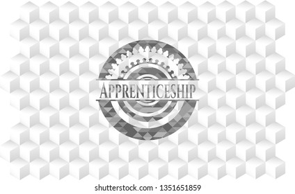 Apprenticeship grey badge with geometric cube white background