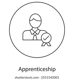 Apprenticeship Icon, Building Careers Through Apprenticeship Programs, Hands-On Training for Skill Development, Vector